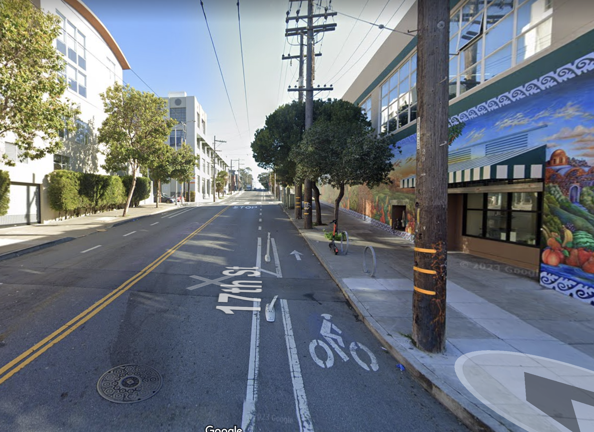 google maps photo of the corner, from January 2023, the flex post is already flattened in this picture