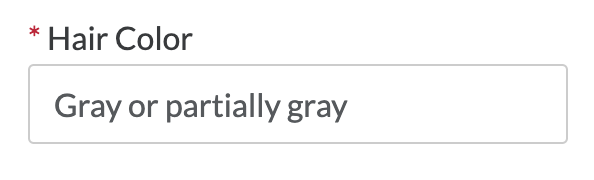 A screen shot of one question on the form which I waffled on before the everloving wife told me what she thought the right answer was :( Hair Color“Gray or partially gray”