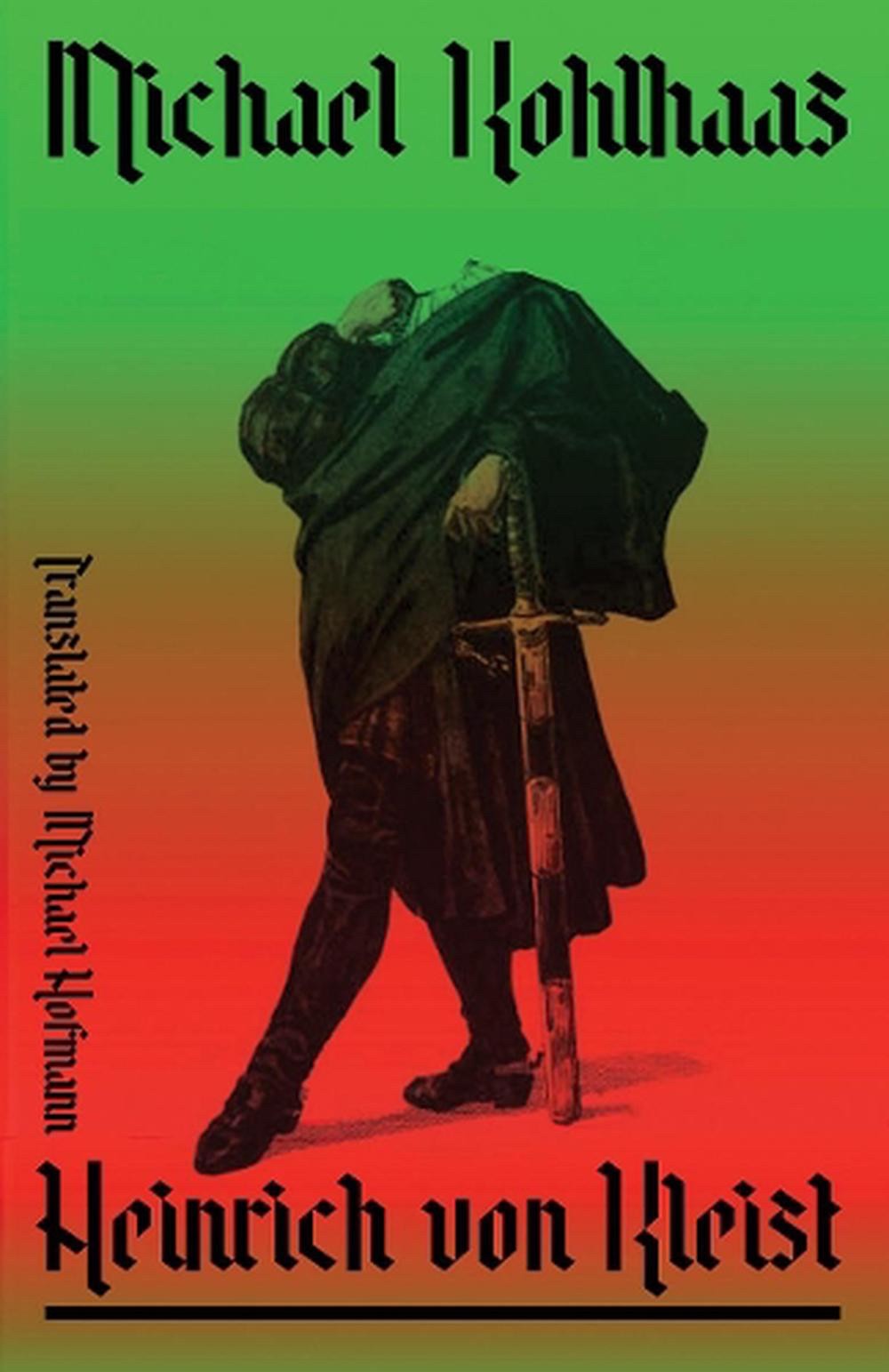 The paperback cover as I read it - just over 100 pages (slim!), an illustrated figure wearing a cloak leans against a broad sworn with one foot extended, hand to chin, only there is no chin (and no head), over a green to red to green gradient. The book title atop and author’s name below in gothic script