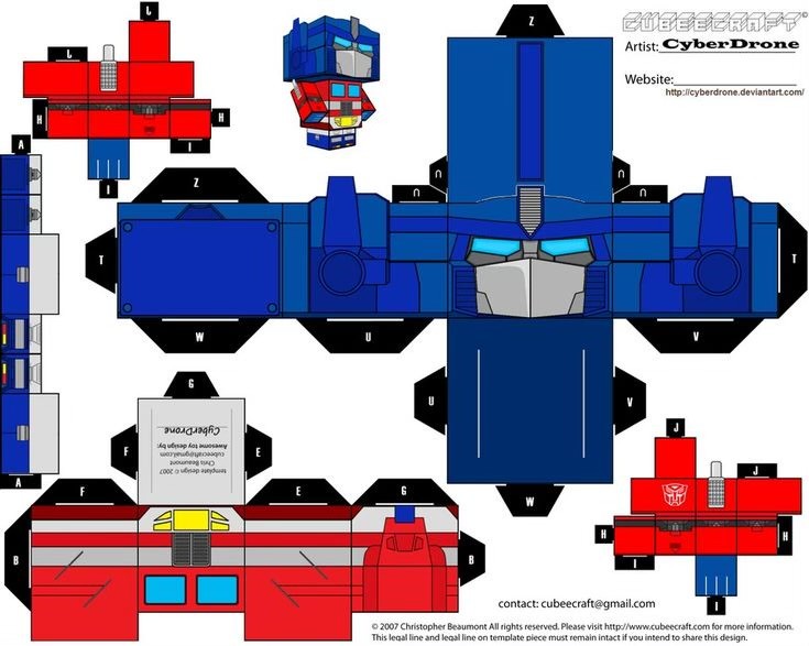 the optimus prime papercraft design we used, by "CyberDrone"