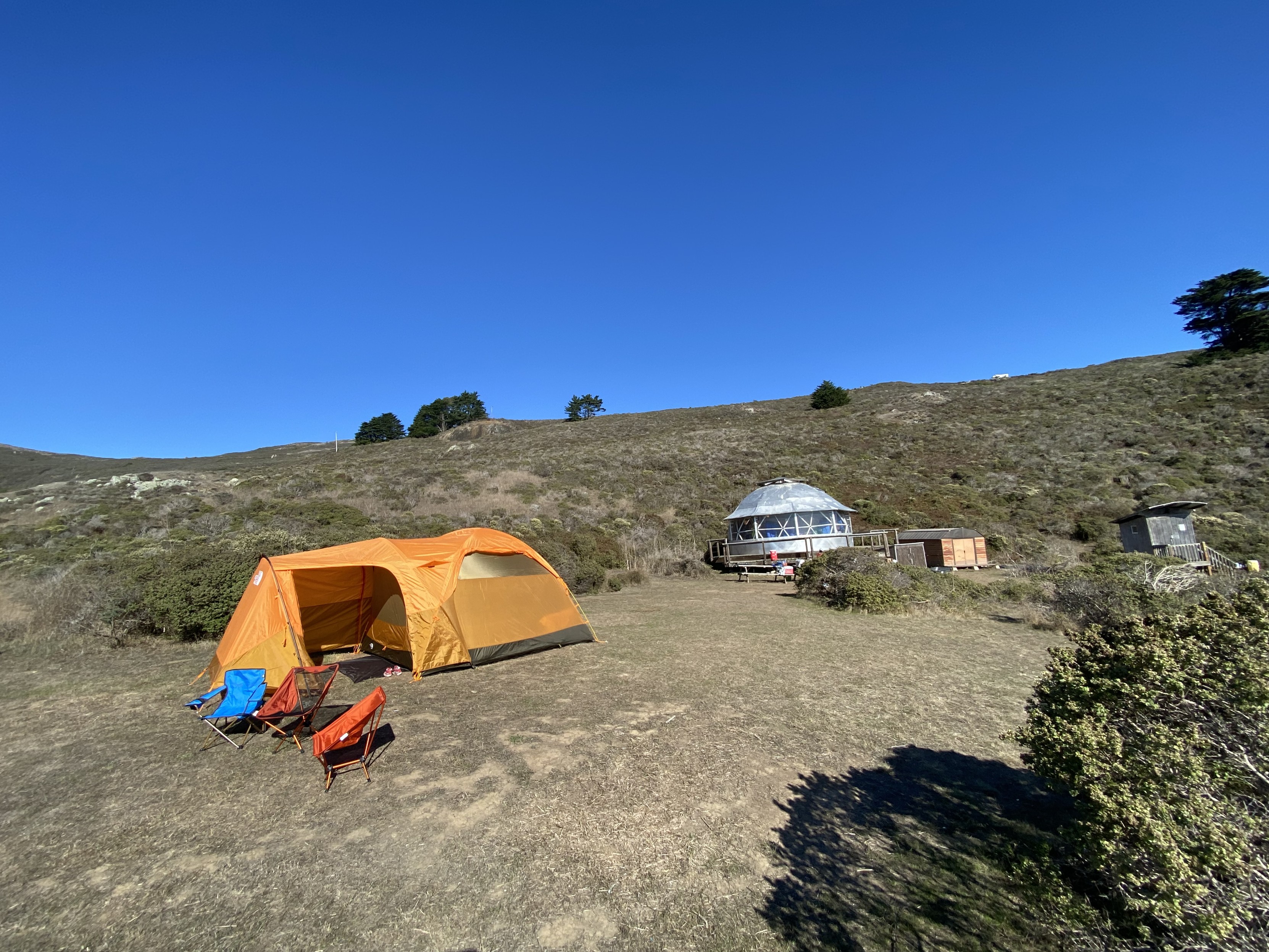 photograph looking north-east from the westerly point of the upper camp site at Slide Ranch. US 1 is along the ridge.