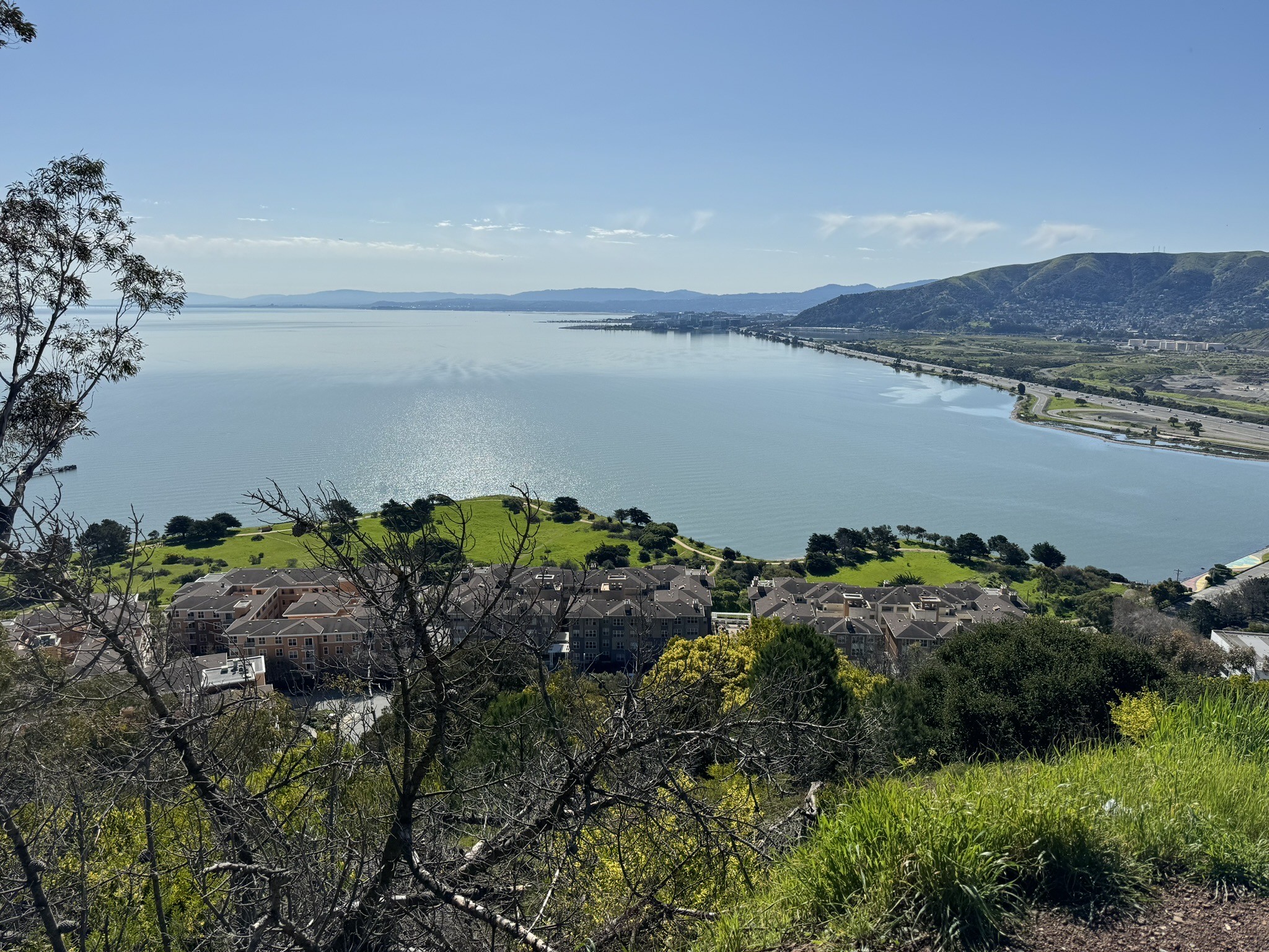 photograph, view south from the top of bayview hill to oyster point and SFO Airport