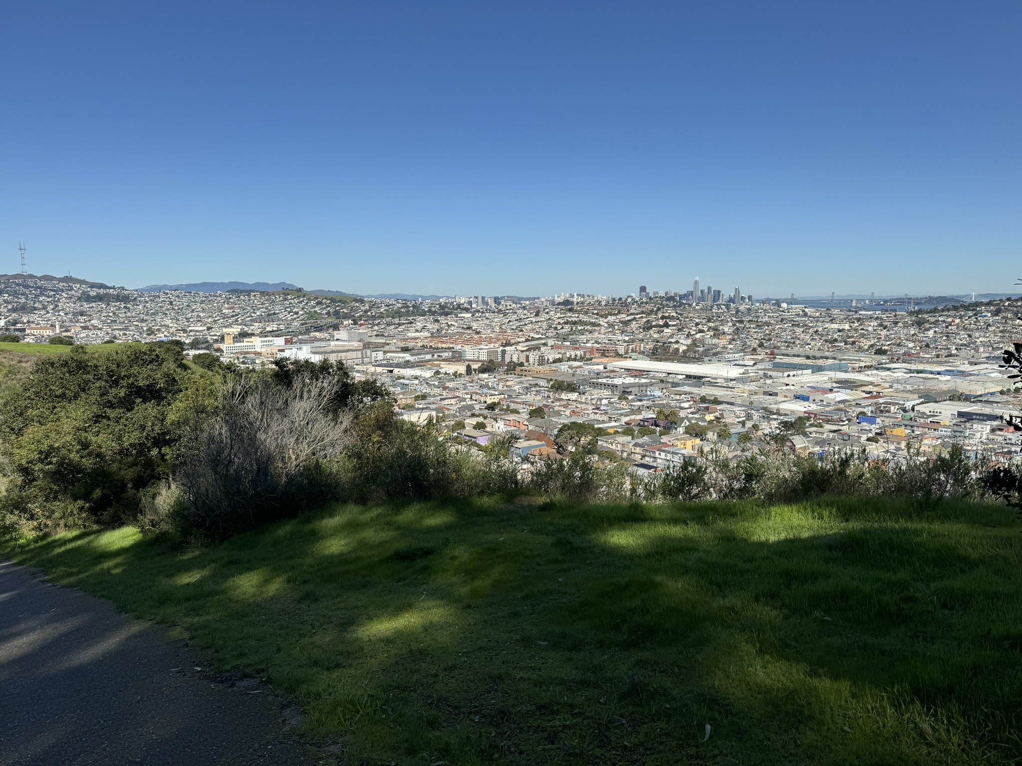 Photograph of San Francisco from the initial climb of the Bayview Hill trail