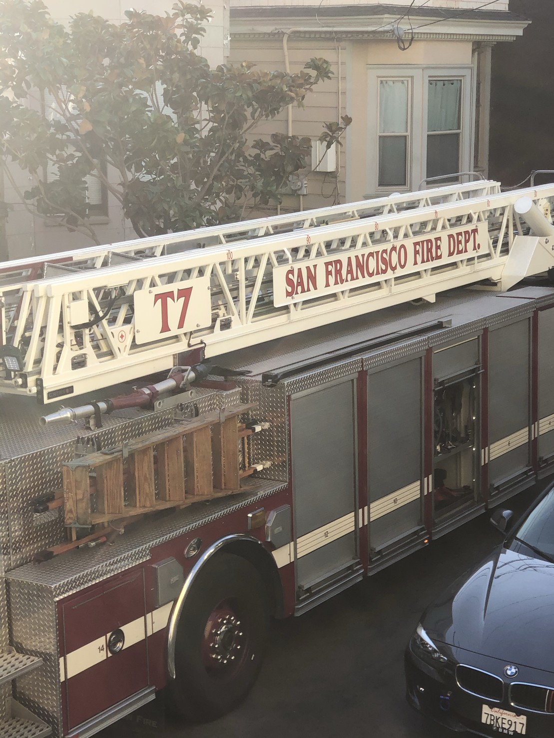 San Francisco Fire Department Truck 7, a red ladder truck