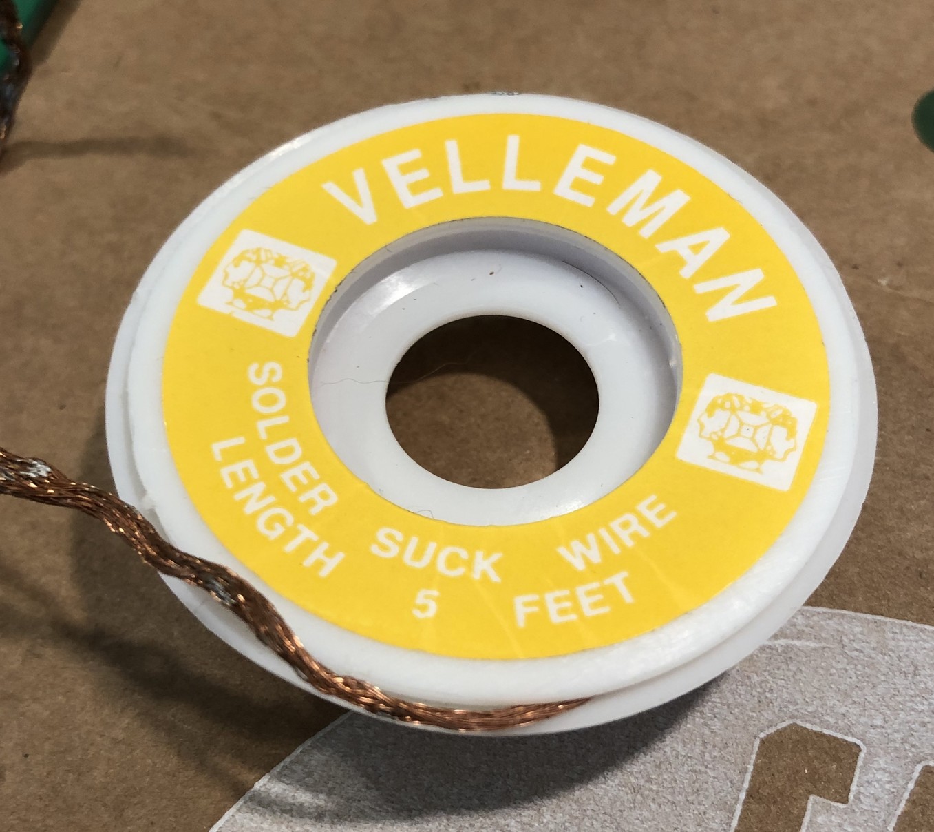 a roll of Velkeman solder suck wire, length 5 feet