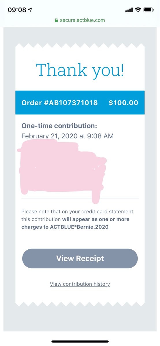 bernie thanking me for donating $100