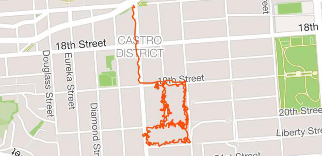 Map of lit drop territory between Castro one Noe, 19th and Liberty 19th 