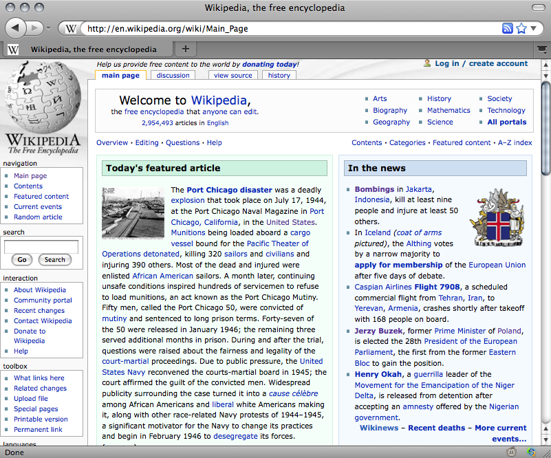 Wikipedia main page