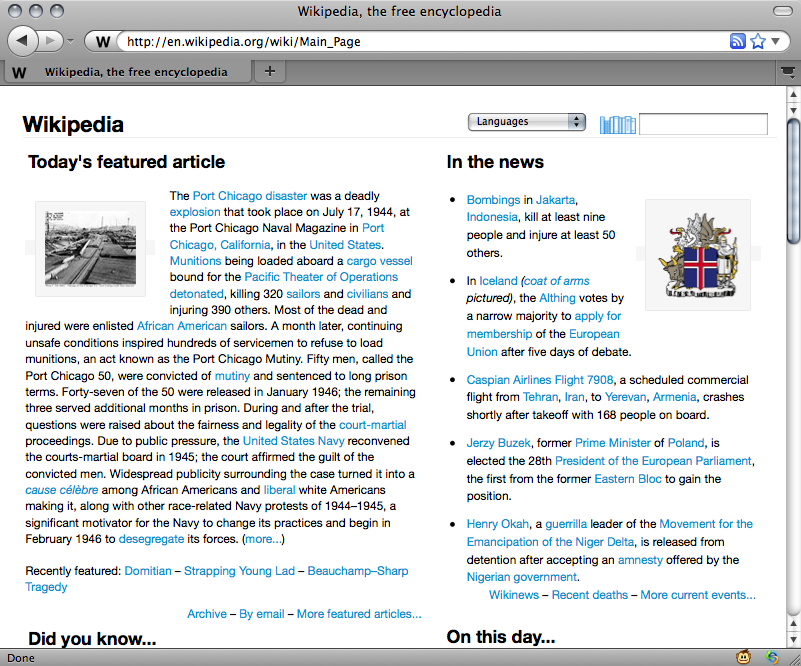 Wikipedia main page