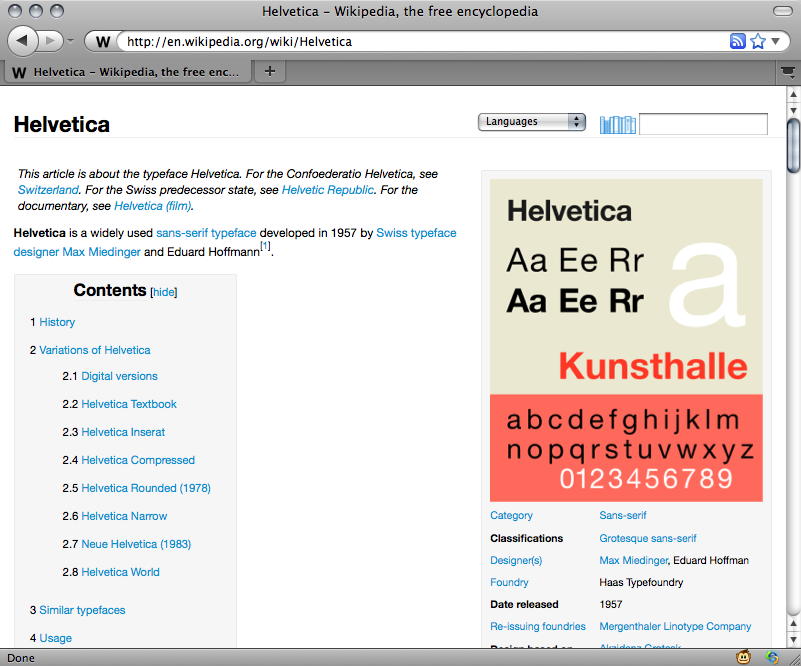 Wikipedia in Helvetica