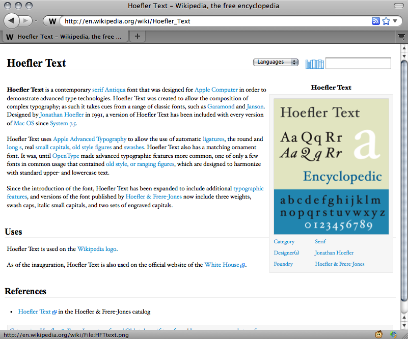 Wikipedia in Hoefler Text